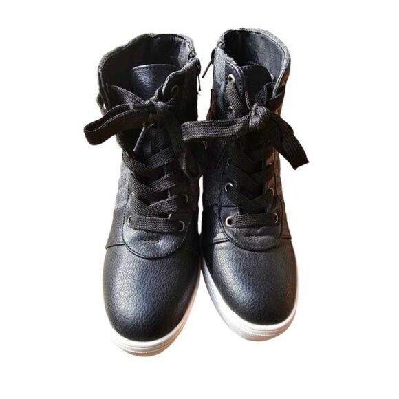 Maurice Black/Gray Wedge Ankle Boot Size 7 - Picture 1 of 4